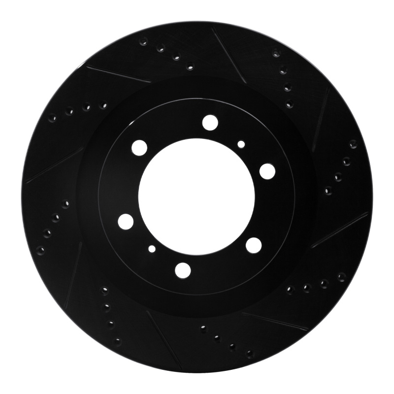 Lexus GX460 Brake Rotor (1) - Front Right - R1 Concepts - Drilled & Slotted - Black - `10-`24